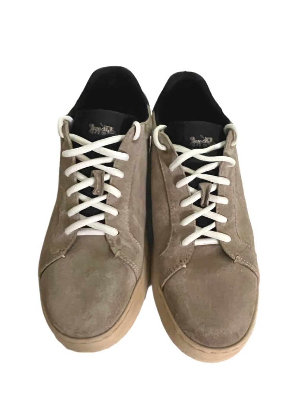COACH MEN'S CLIP LOW TOP OAT & BLACK QUARTZ SUEDE SNEAKERS SIZE 8D - Picture 4 of 15